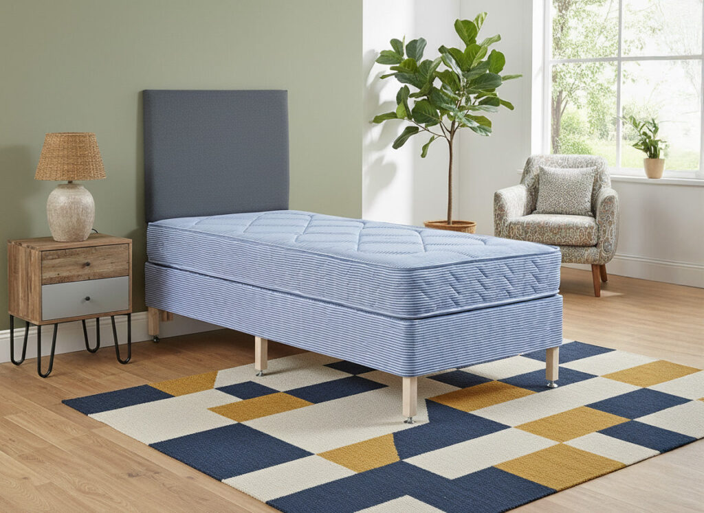 Bathgate Student Contract Coil Sprung Quilted Divan Bed Set on Legs