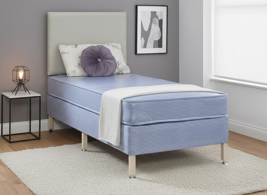 Thornton Care Contract PVC Water Resistant Coil Sprung Divan Bed Set on Legs